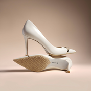 Elegant Off-White Lambskin Pointed-Toe Stiletto Pumps