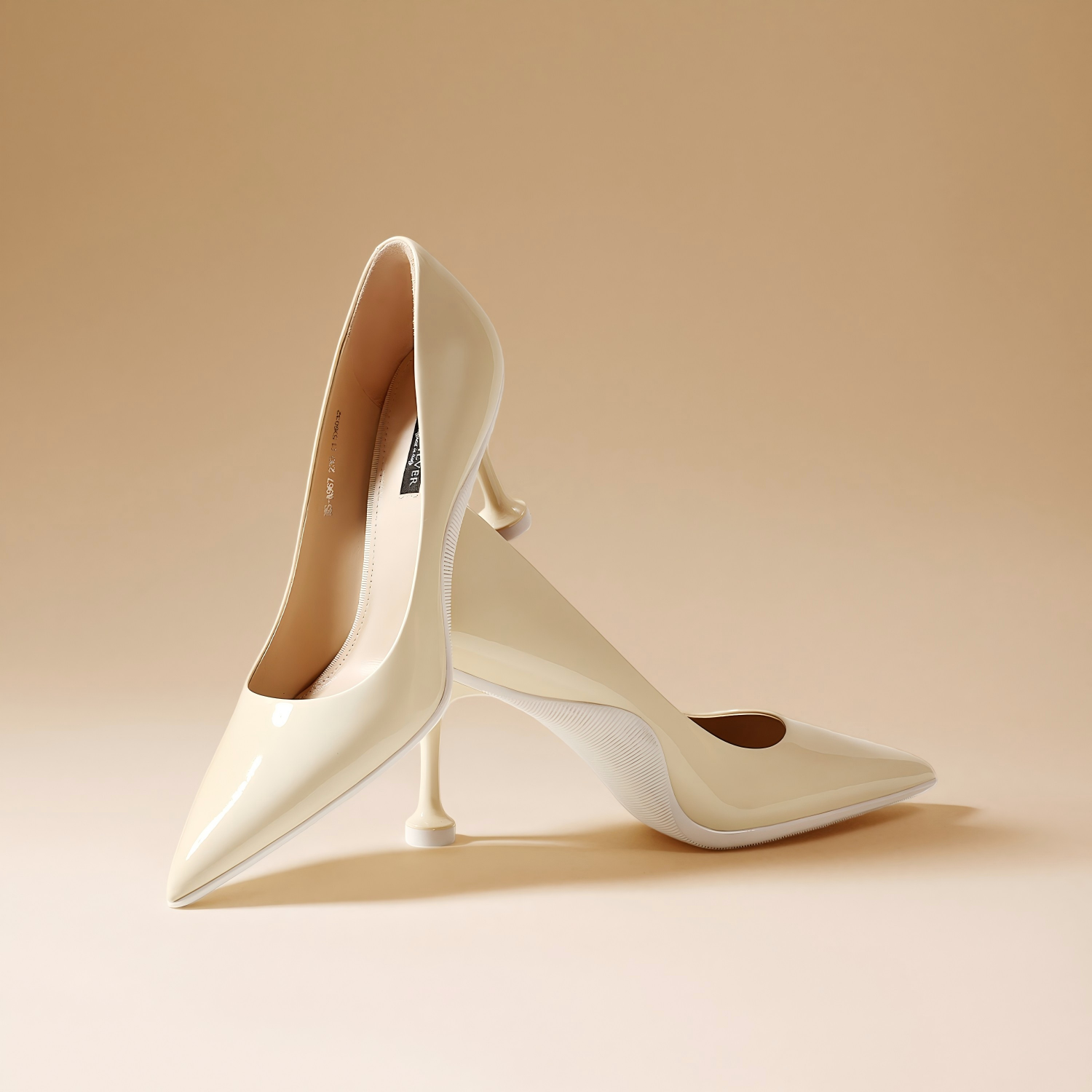 Elegant Off White Cow Leather Slim Heel Pumps for Women