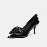 Black Patent Leather Bow Pumps