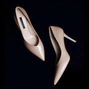 Nude Patent Leather Pointed-Toe Stiletto Pumps