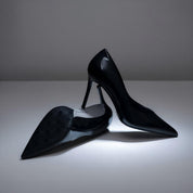 Black Patent Leather Pointed-Toe Stiletto Pumps