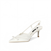 White Slingback Pointed Toe Stiletto Pumps