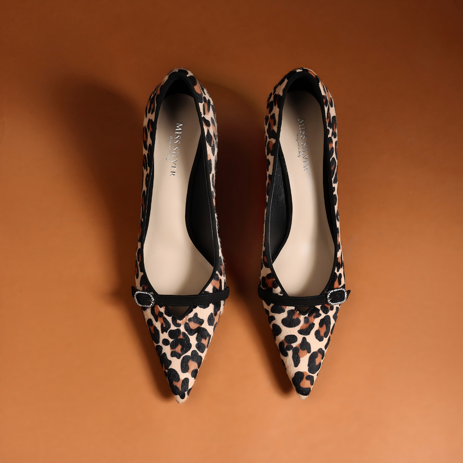 Leopard Print Lambskin Pointed-Toe Stiletto Heels for Women