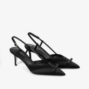 White Slingback Pointed Toe Stiletto Pumps