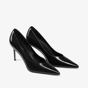 Black Patent Leather Pointed-Toe Stiletto Pumps