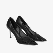 Pink Sheer Mesh Rhinestone Pointed Toe Stiletto Bridal Pumps