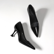 Classic Black Pointed Toe Stilettos in Cow Leather