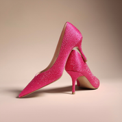 Pink Teardrop Crystal Pointed Toe Stiletto Pumps