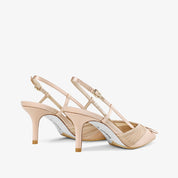 Mesh Bow T-Strap Slingback Pointed Stiletto Pumps