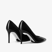 Black Patent Leather Pointed-Toe Stiletto Pumps