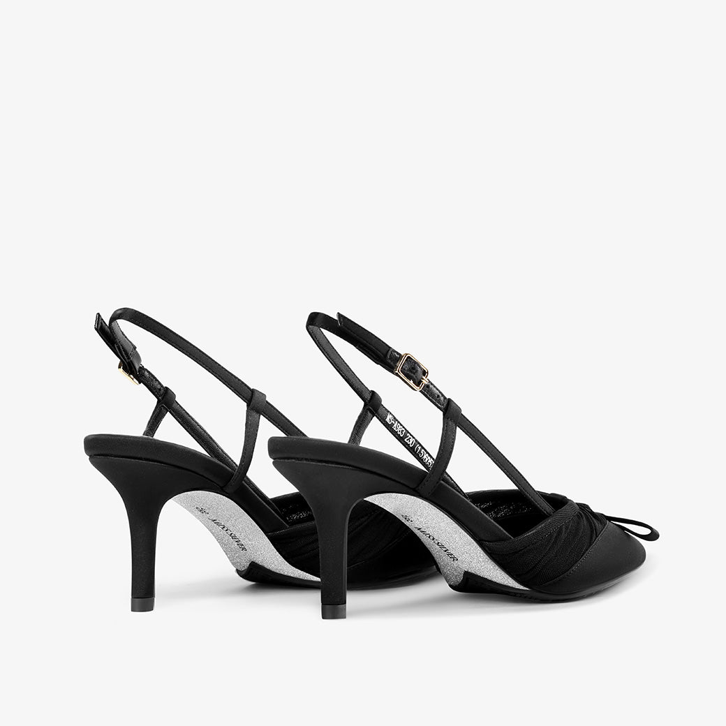 Luxury Black Slingback Pointed Toe Pumps