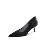 Black Sheer Mesh Ombre Rhinestone Pointed Toe Stiletto Bridal Pumps