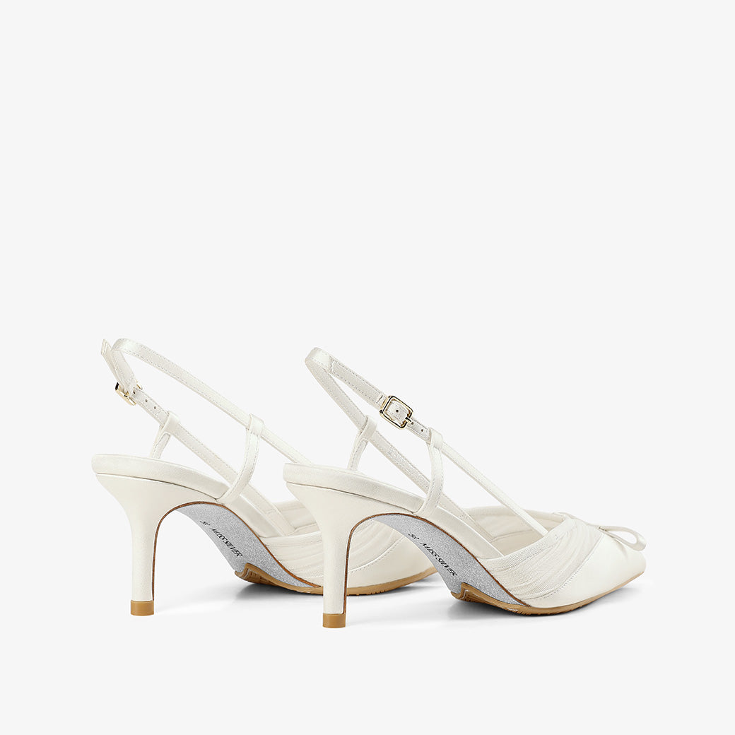 White Slingback Pointed Toe Stiletto Pumps