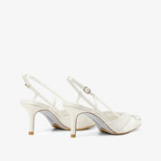 White Slingback Pointed Toe Stiletto Pumps