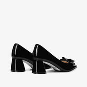 Black Block Heel Mid Heel Pumps – Comfortable Elegant Dress Shoes