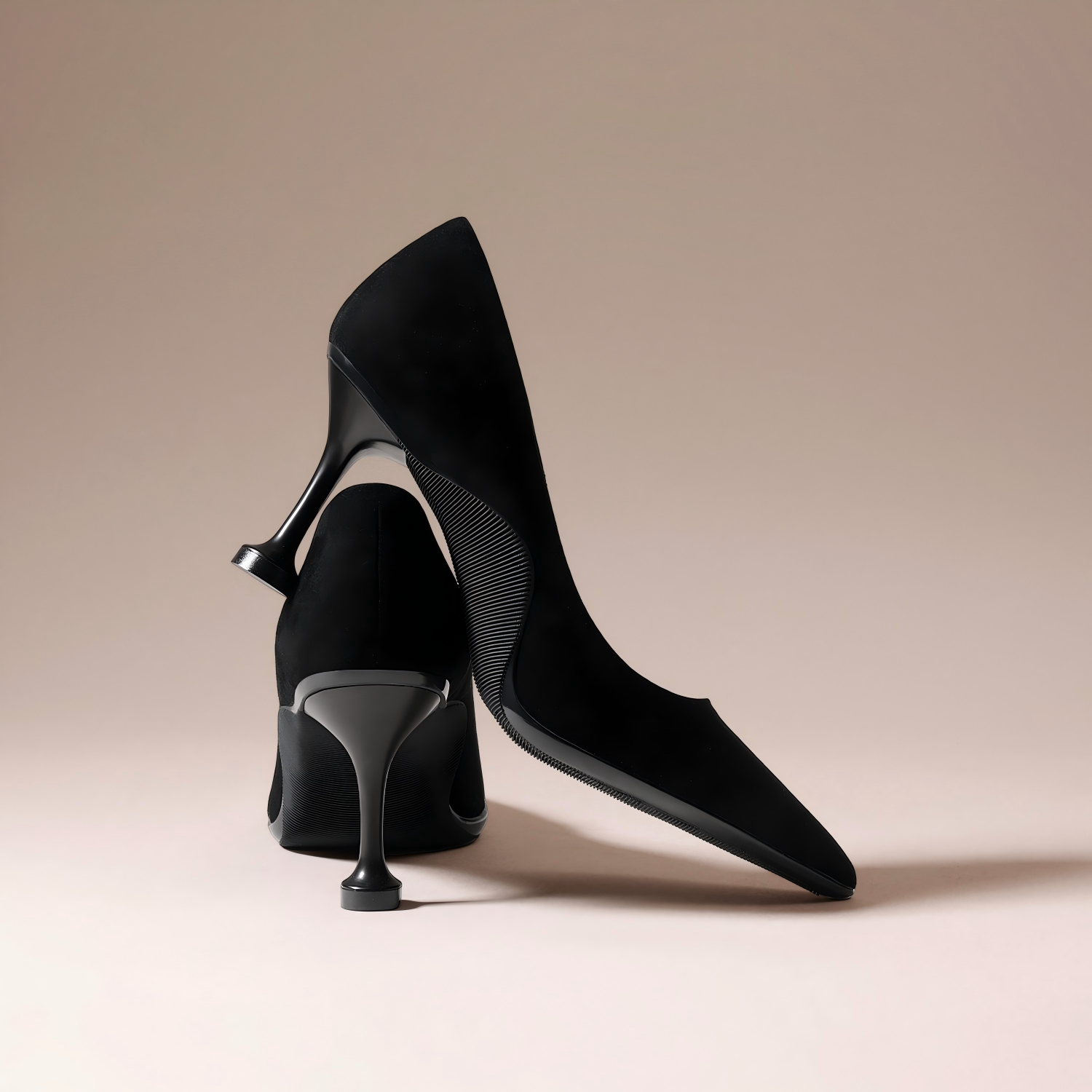 Classic Black Lambskin High Heels | Elegant Dress Shoes