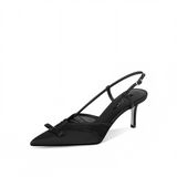 Luxury Black Slingback Pointed Toe Pumps