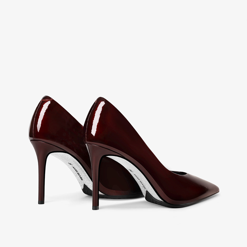 Cherry Red Patent Leather Pointy Toe Stiletto Pumps