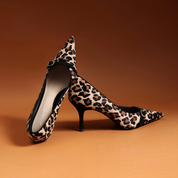 Leopard Print Lambskin Pointed-Toe Stiletto Heels for Women