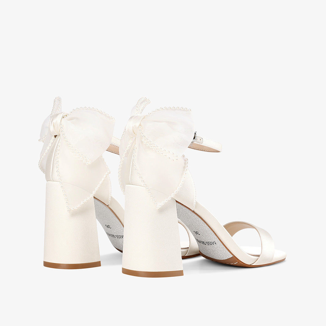 White Ankle Strap Block Heel Sandals