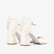 White Ankle Strap Block Heel Sandals