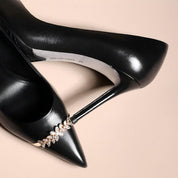 Black Lambskin Pointed-Toe Stiletto Pumps
