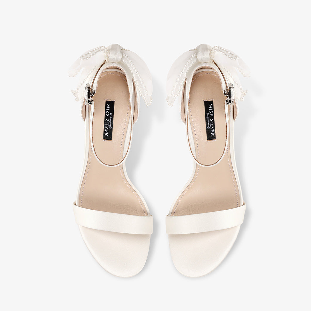 White Ankle Strap Block Heel Sandals
