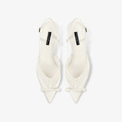 White Slingback Pointed Toe Stiletto Pumps