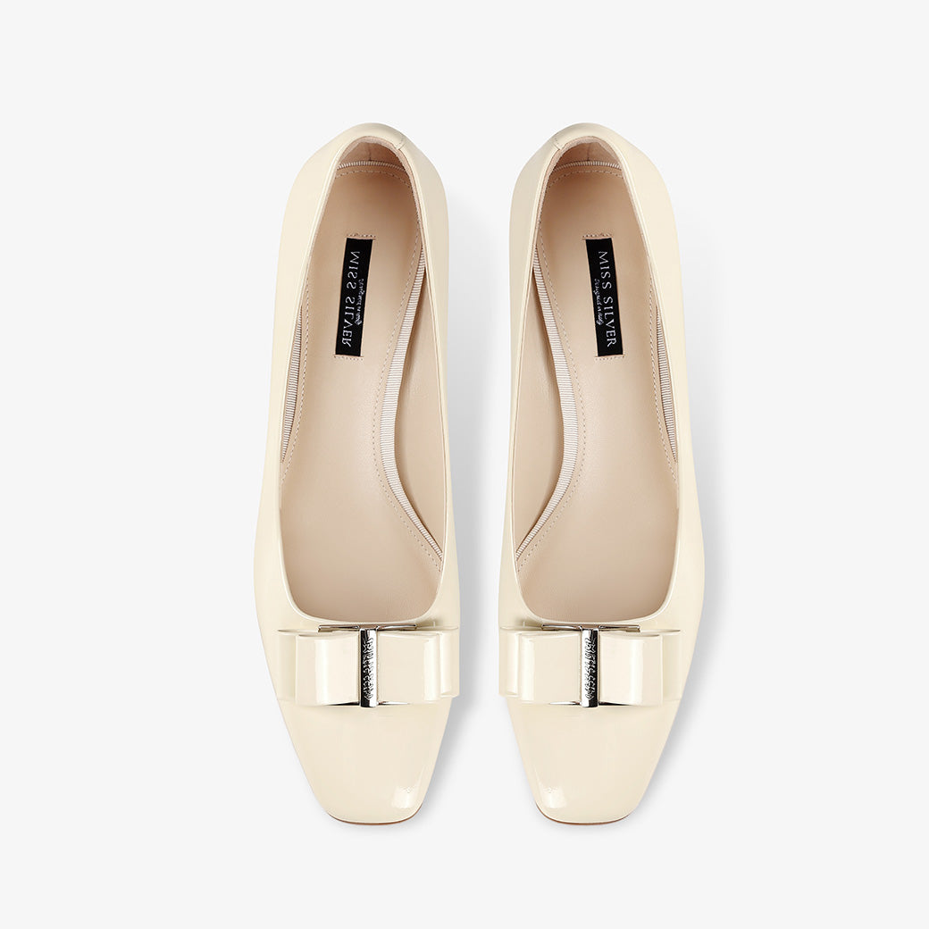 White Block Heel Mid Heel Pumps – Elegant Comfortable Dress Shoes