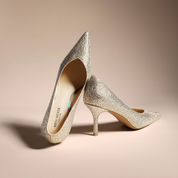 Nude Crystal Rhinestone Pointed Toe Stiletto Pumps