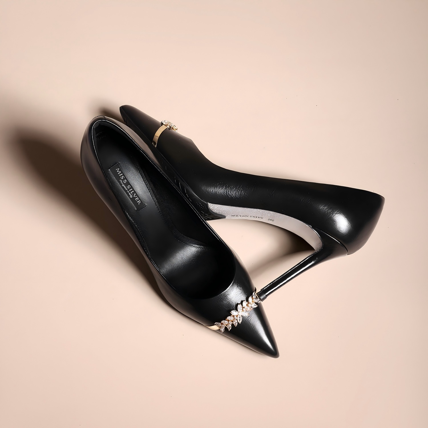 Black Lambskin Pointed-Toe Stiletto Pumps