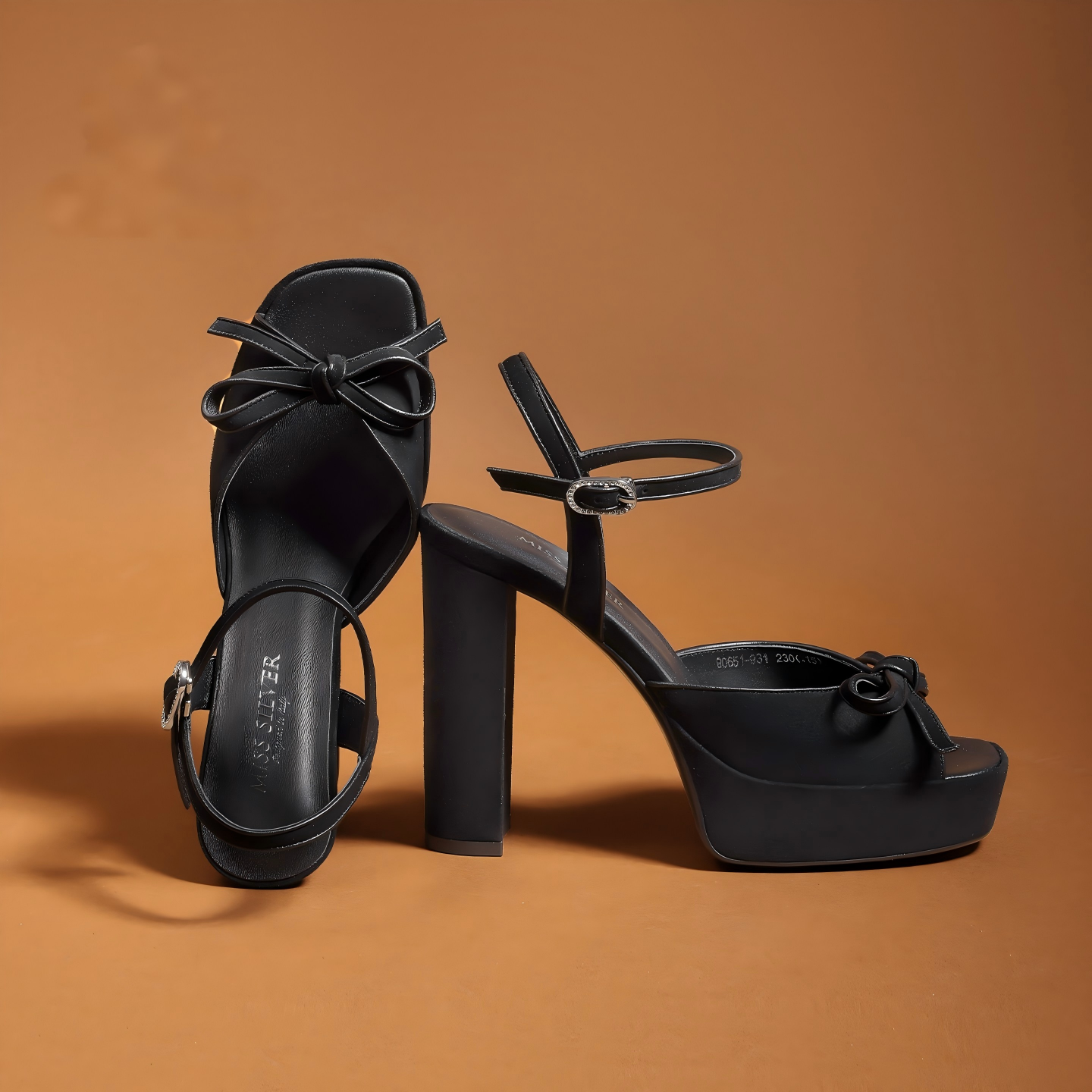 Brown Suede Bow Y2K Platform Block Heel Ankle Strap Sandals