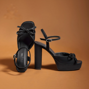 Brown Suede Bow Y2K Platform Block Heel Ankle Strap Sandals