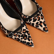 Leopard Print Lambskin Pointed-Toe Stiletto Heels for Women