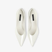 White Patent Leather Pointed-Toe Stiletto Pumps