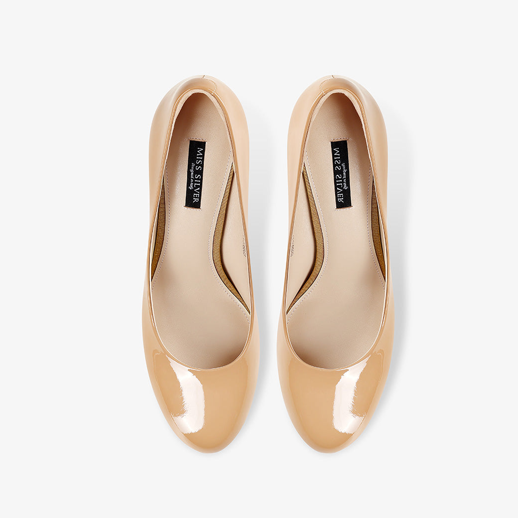 Nude Patent Leather Stiletto Pumps