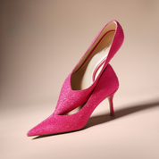 Pink Teardrop Crystal Pointed Toe Stiletto Pumps