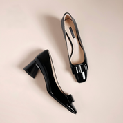 Black Block Heel Mid Heel Pumps – Comfortable Elegant Dress Shoes