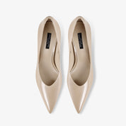 Nude Patent Leather Pointed-Toe Stiletto Pumps