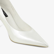 White Patent Leather Pointed-Toe Stiletto Pumps