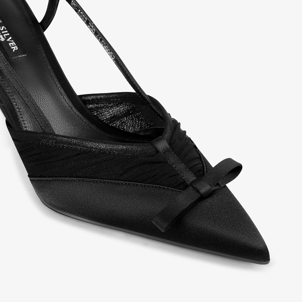 Luxury Black Slingback Pointed Toe Pumps