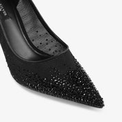 Black Sheer Mesh Ombre Rhinestone Pointed Toe Stiletto Bridal Pumps