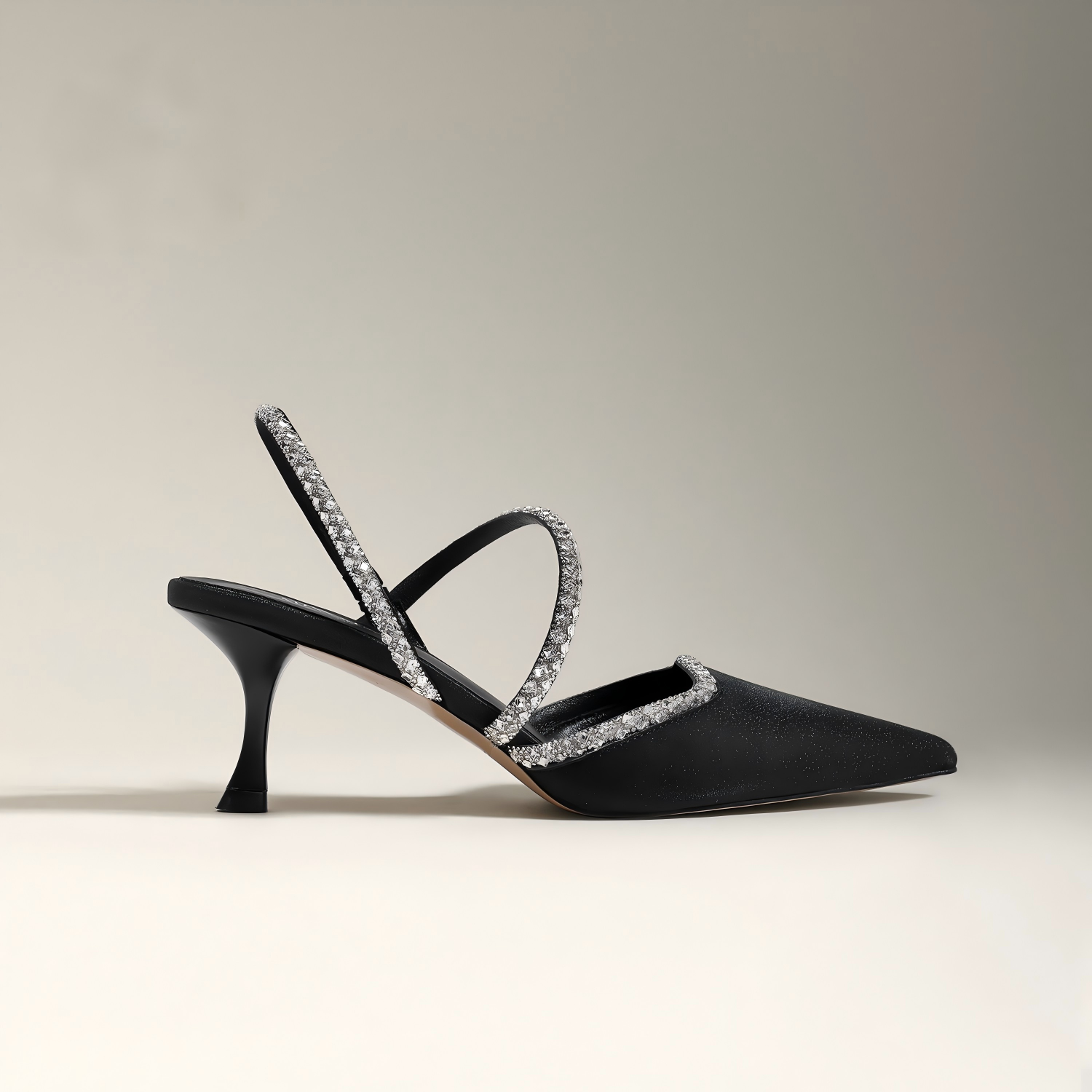 Rhinestone Crisscross Strap Slingback Kitten Heels