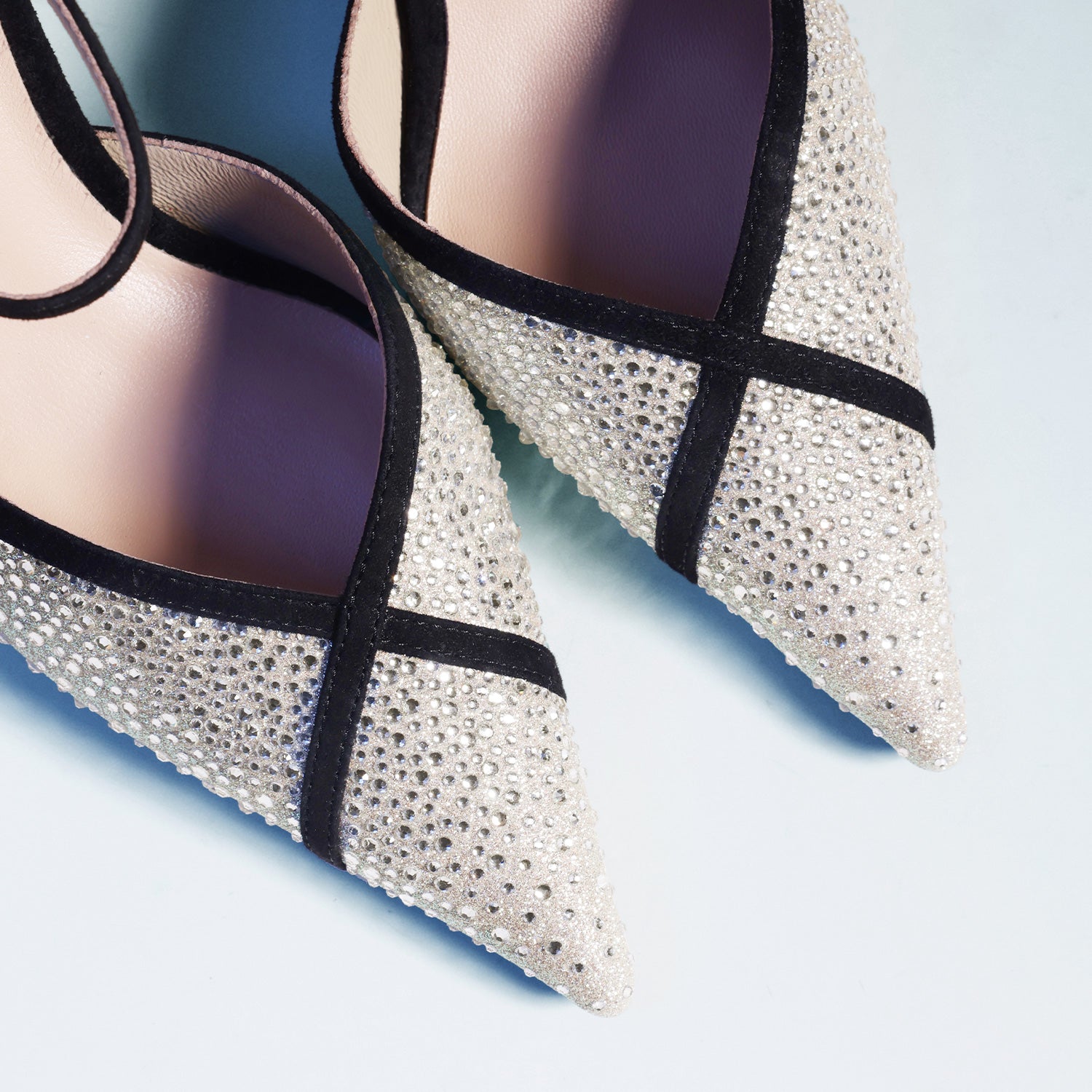 Crystal Mesh Mary Jane Pointed-Toe Pumps