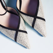 Crystal Mesh Mary Jane Pointed-Toe Pumps