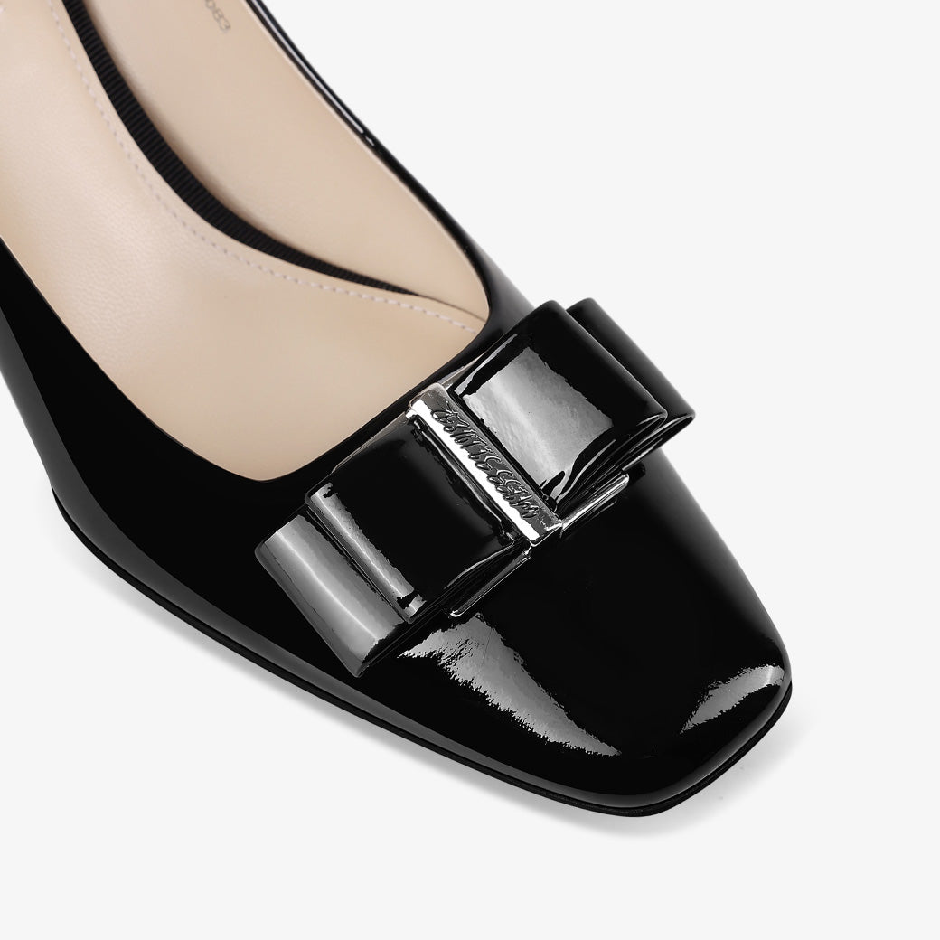 Black Block Heel Mid Heel Pumps – Comfortable Elegant Dress Shoes