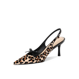 Leopard Print Slingback Pointed-Toe Stiletto Pumps