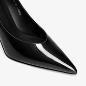 Black Patent Leather Pointed-Toe Stiletto Pumps