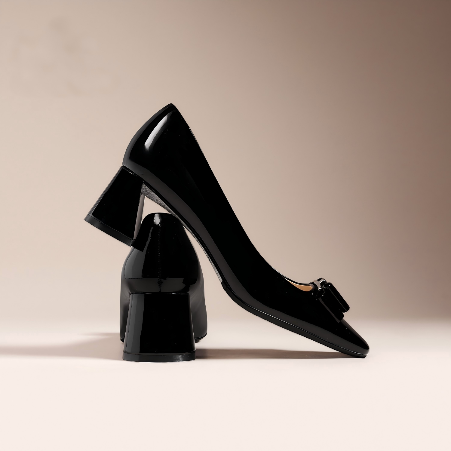 Black Block Heel Mid Heel Pumps – Comfortable Elegant Dress Shoes