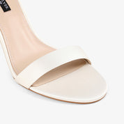 White Ankle Strap Block Heel Sandals